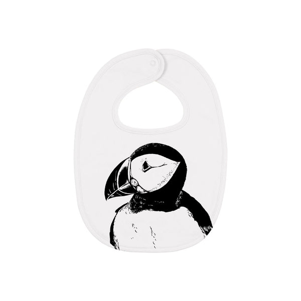 Baby Bib | Organic Cotton Hand Printed With Puffin Fauna Kids