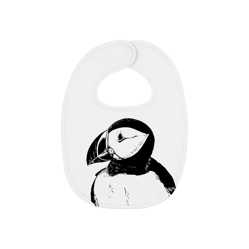 Baby Bib | Organic Cotton Hand Printed With Puffin Fauna Kids