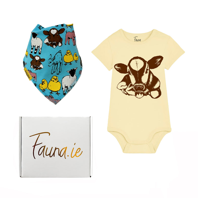 Baby Gift Box, Organic Cotton Two Piece with Farmyard Print Fauna Kids