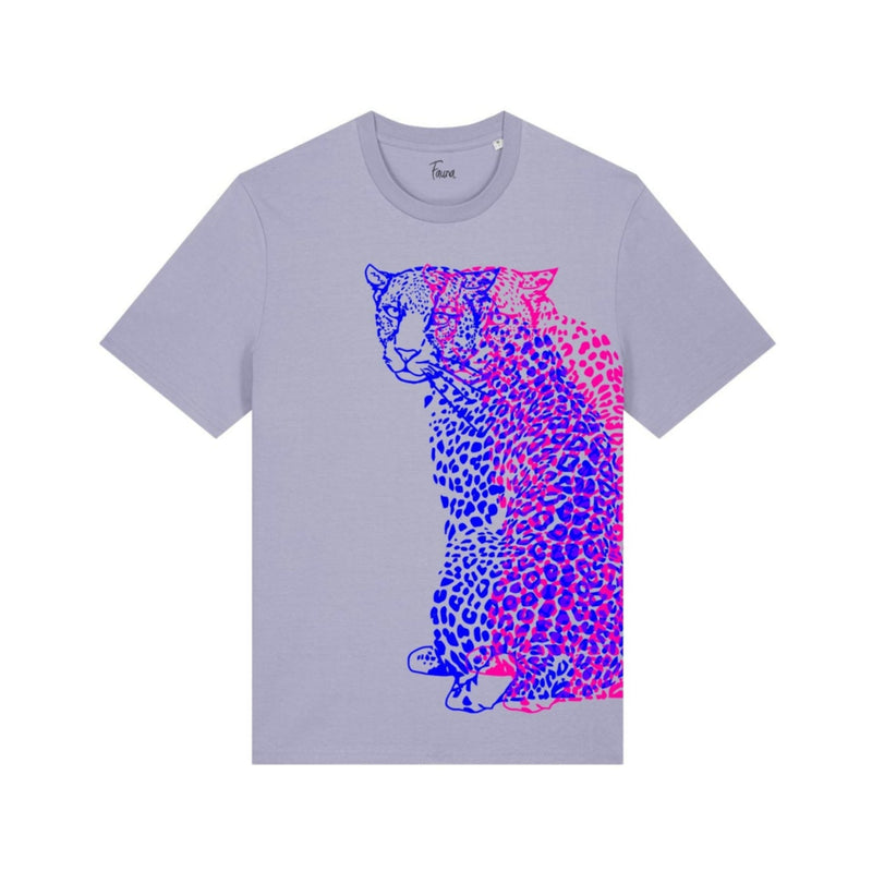 Organic Cotton Unisex T-shirt | Neon Pink/Blue Leopard Fauna Kids