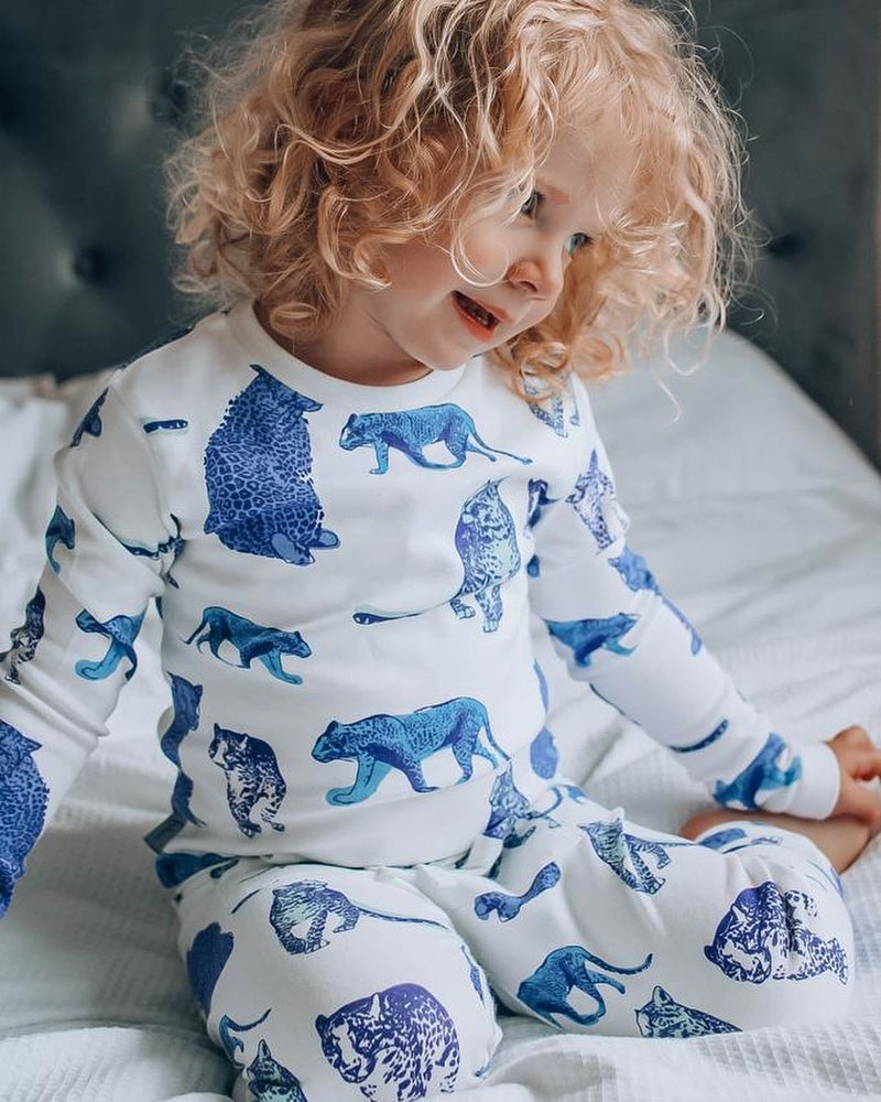 Fauna Kids Organic Cotton Slim Fit Jog Pants, High Tea Leopard Print Fauna Kids