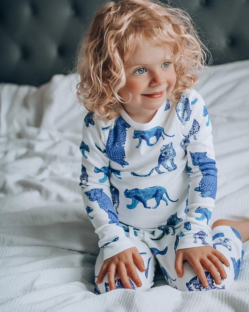 Fauna Kids Organic Cotton Slim Fit Jog Pants, High Tea Leopard Print Fauna Kids