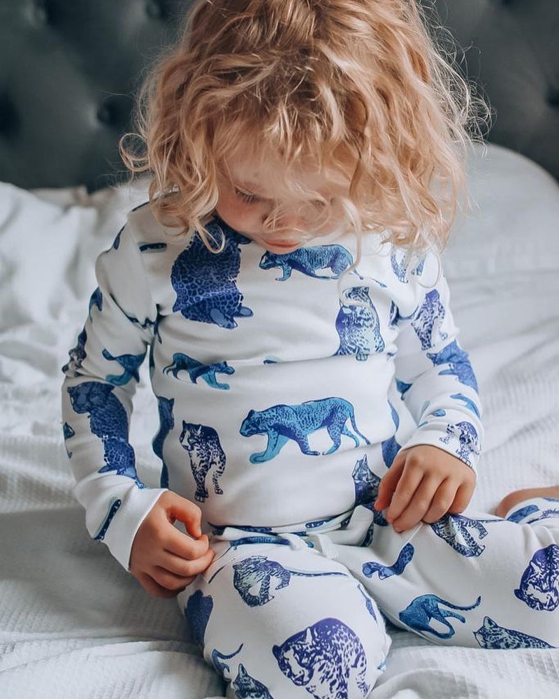 Fauna Kids Organic Cotton Slim Fit Jog Pants, High Tea Leopard Print Fauna Kids