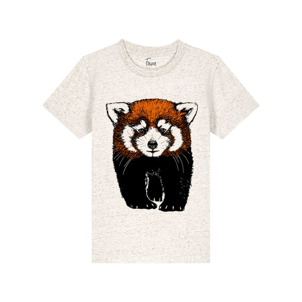 Fauna Kids T-Shirt, Red Panda on Oatmeal