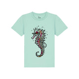 Fauna Kids T-Shirt, Seahorse Print on Caribbean Blue