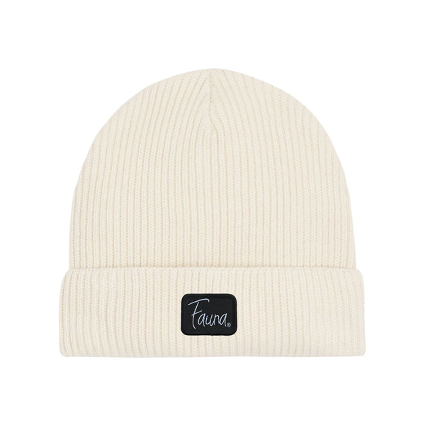 Fauna Logo Fisherman Beanie Hat | Cream
