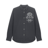 Women's Oxford Shirt | Charcoal with Silver Print