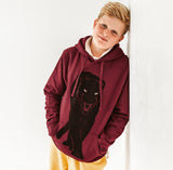 Organic Cotton Kids Hoodie | Panther on Burgundy