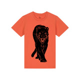 Fauna Kids t-shirt | Panther on Salsa Orange