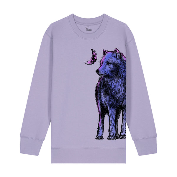 Kids Sweatshirt | Wolf on Lilac