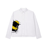 White shirt with a bee graphic on a white background | fauna.ie