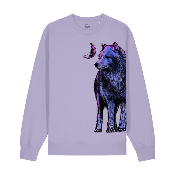 Organic Cotton Graphic Sweatshirt | Wolf on Lilac