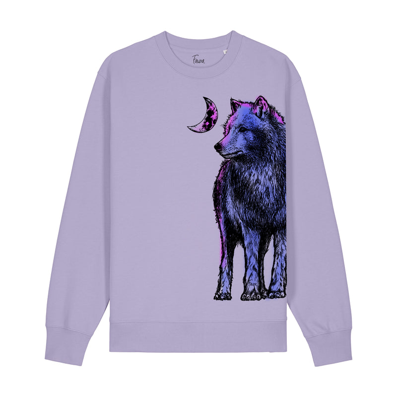 Organic Cotton Graphic Sweatshirt | Wolf on Lilac