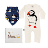 Zweiteilige Baby-Geschenkbox aus Bio-Baumwolle mit Waldmuster