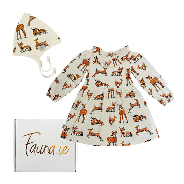 Baby Gift Box | Fawn Print Dress & Bonnet | Fauna Kids