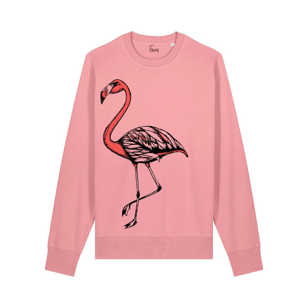 Sweat-shirt unisexe en coton biologique | Flamant rose sur naturel