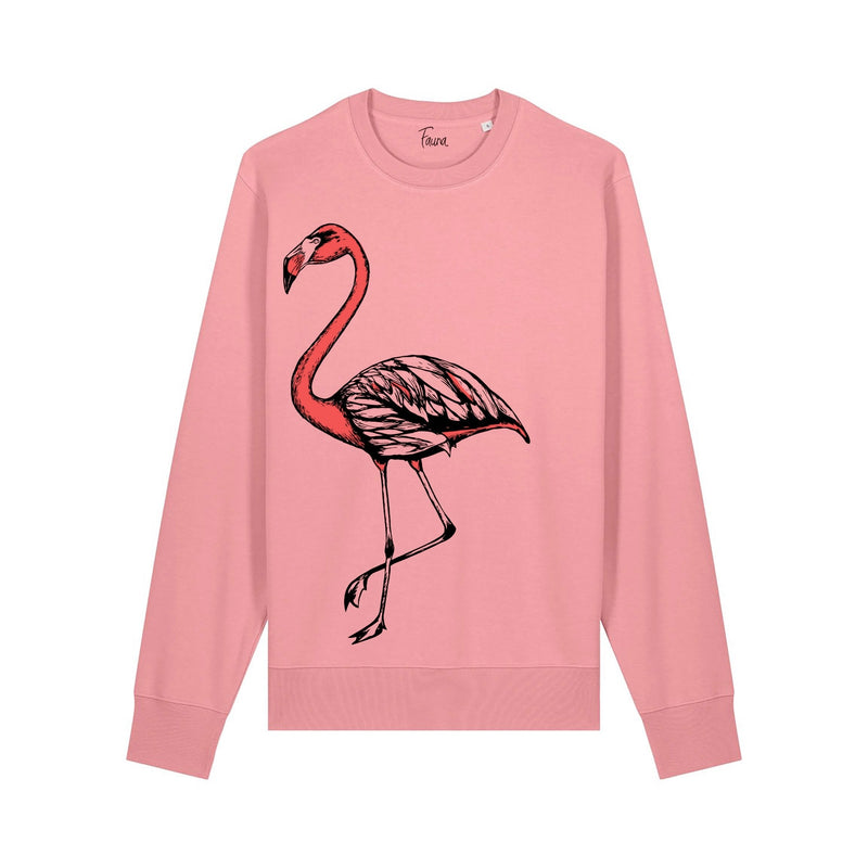 Unisex-Sweatshirt aus Bio-Baumwolle | Flamingo auf Natur