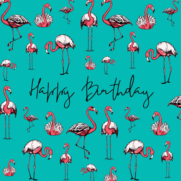 'Happy Birthday' - Flamingo Greeting Card - fauna.ie