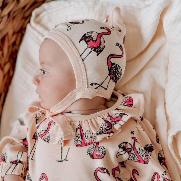 Hat For Baby, Organic Cotton with Flamingo Print - fauna.ie