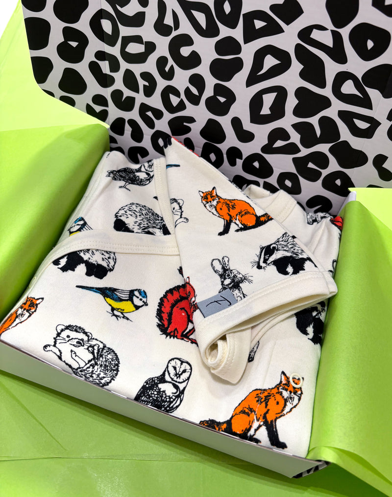 Baby Gift Box | Woodland Print Dress & Bonnet - fauna kids