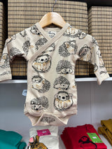 Organic Cotton Baby Bodysuit | Kimono Style | hedgehog