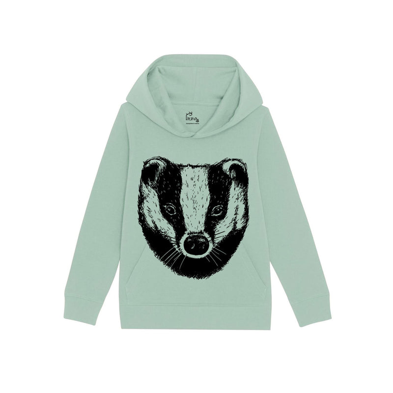 Kids Organic Cotton Hoodie | Badger Aloe Green Fauna Kids