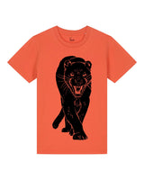 Kids t-shirt | Panther on Salsa Orange