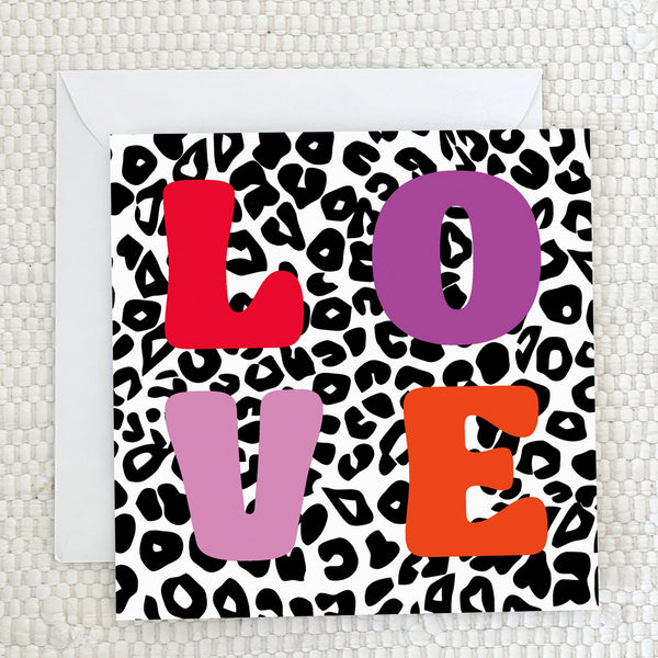 'LOVE' Greeting Card - pink fauna.ie
