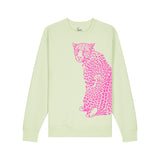 Light green sweatshirtwith a pink leopard graphic by fauna.ie