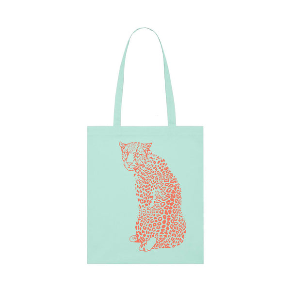 Lightweight Tote Bag | Leopard Coral & Caribbean Blue Fauna Kids