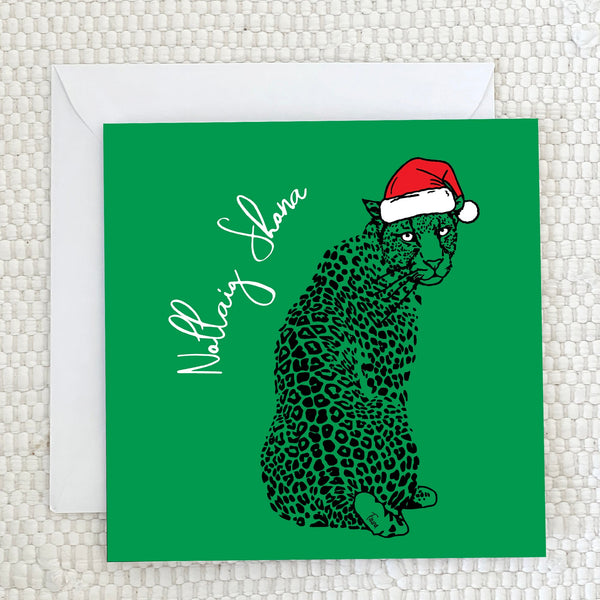 'Nollaig Shona' Leopard Christmas Card
