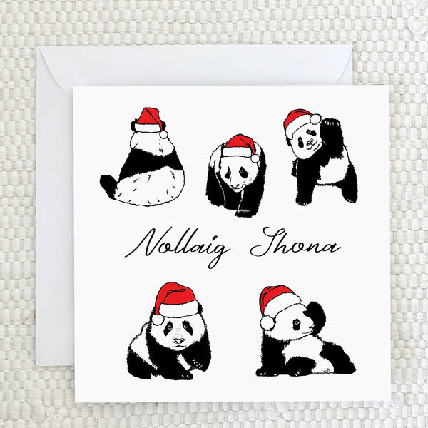 'Nollaig Shona' Panda Christmas Card