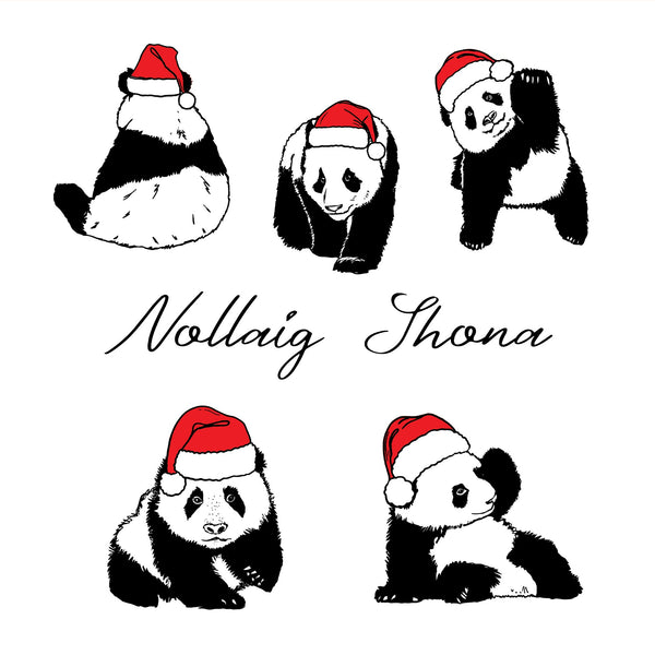 'Nollaig Shona' Panda Christmas Card