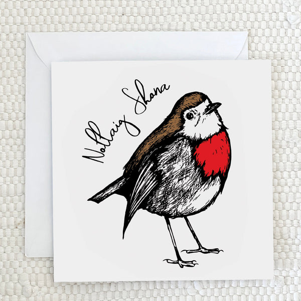 'Nollaig Shona' Robin Christmas Card