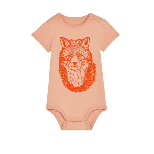 Organic Cotton Baby Bodysuit | Handprinted Fox - fauna kids