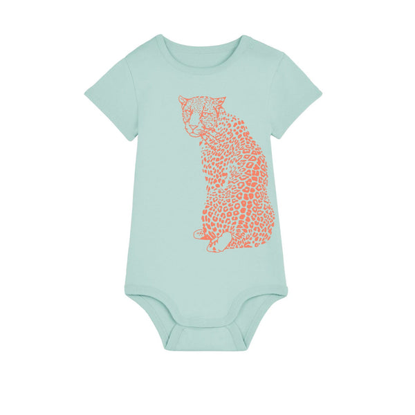Organic Cotton Baby Bodysuit | Handprinted Leopard - fauna kids