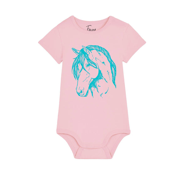 Organic Cotton Baby Bodysuit | Handprinted Pony - fauna kids