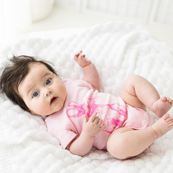 Organic Cotton Baby Bodysuit | Handprinted Rabbit - fauna kids