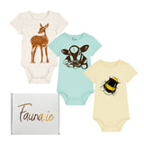 Baby Gift Box | Organic Cotton Three Onesies | Fawn
