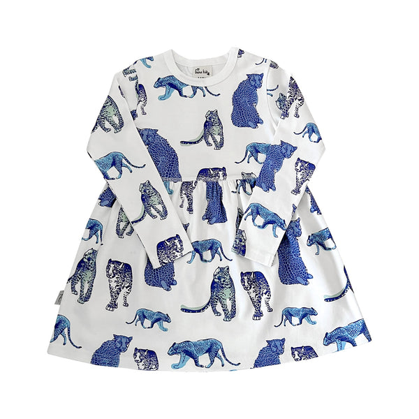 Blue Leopard Print Kids Dress Fauna.ie