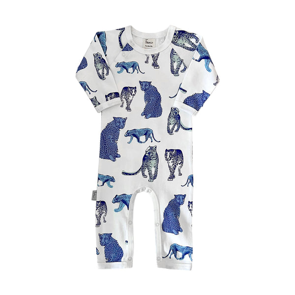 Blue Leopard Print Babygrow Fauna.ie