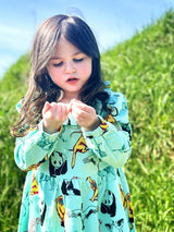 Organic Cotton Dress For Kids | Panda & Friends Print