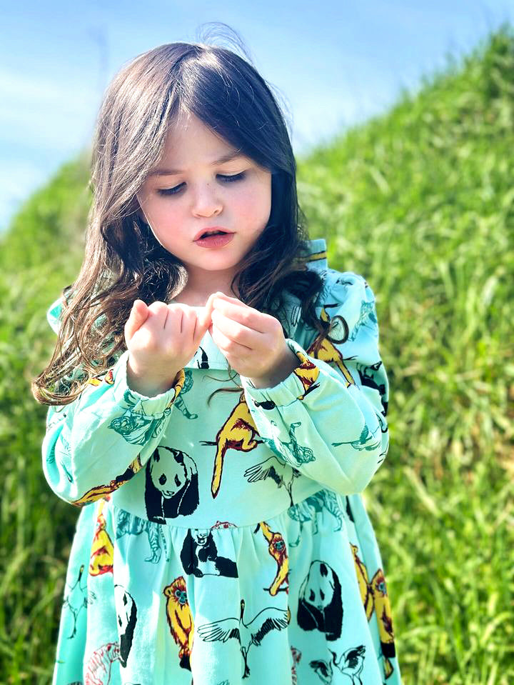 Organic Cotton Dress For Kids | Panda & Friends Print
