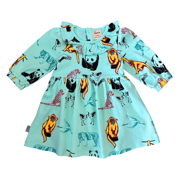 Organic Cotton Dress For Kids | Panda & Friends Print