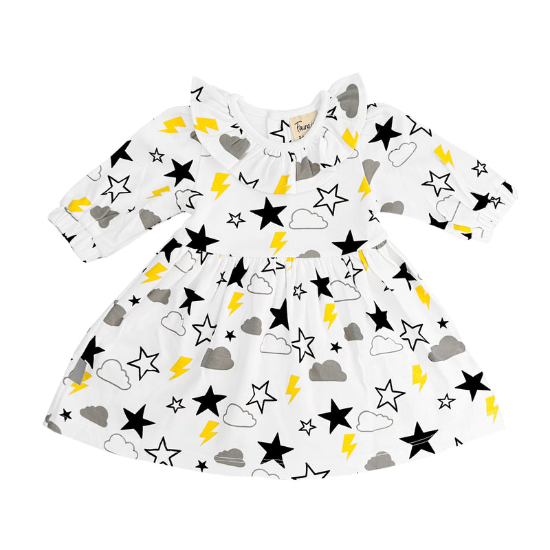 Organic Cotton Kids Dress with frill collar | Storm Fauna Kids