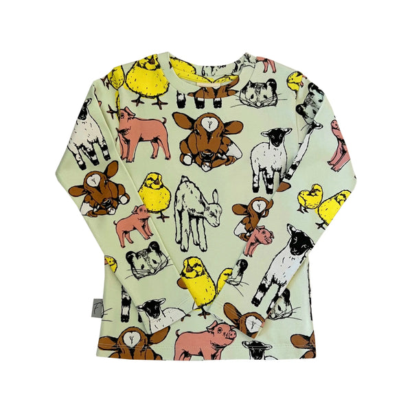 Organic Cotton Kids Long Sleeved Top | Farmyard Fauna Kids
