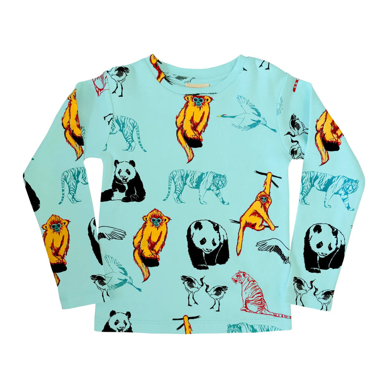 Organic Cotton Kids Long Sleeved Top | Panda & Friends Fauna Kids