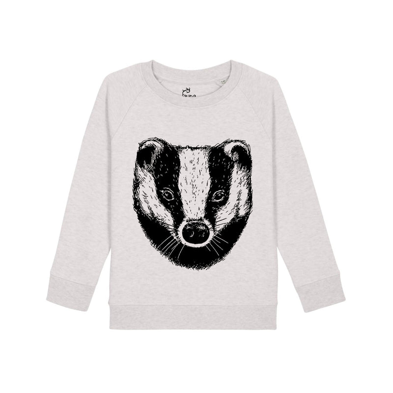 Sweat-shirt en coton biologique pour enfants | Blaireau sur crème chiné 