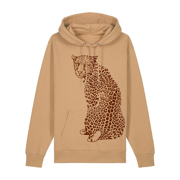 Organic Cotton Leopard Unisex Hoodie | Chocolate on Latte - fauna.ie