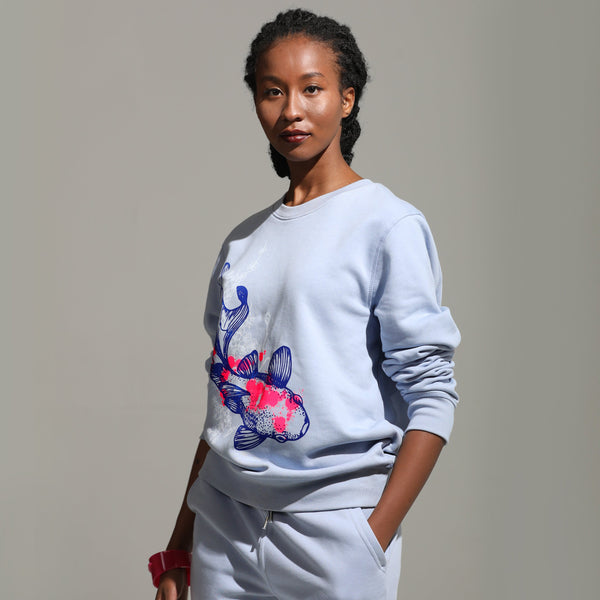 Unisex Graphic Sweatshirt | Koi Fish Blue - fauna.ie